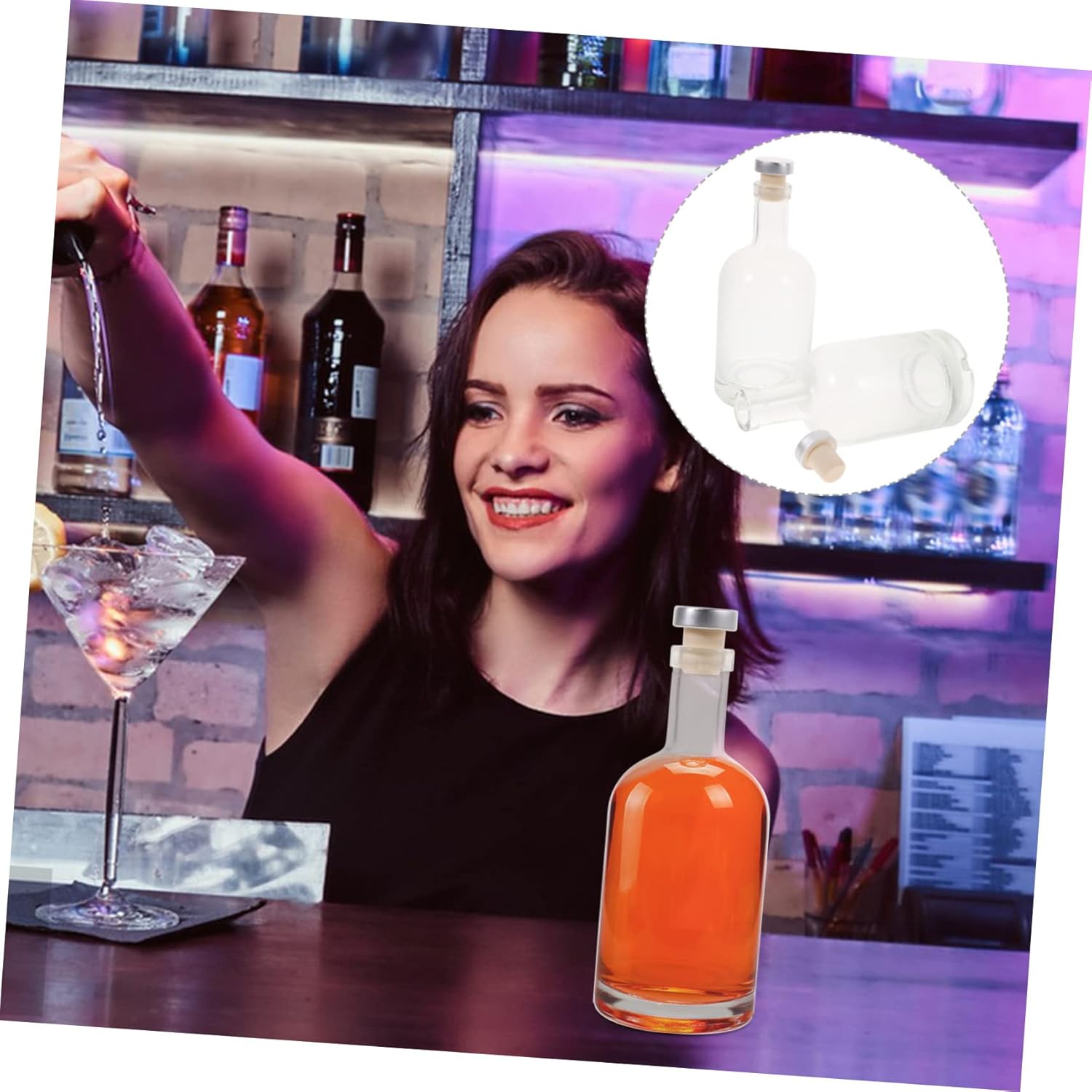 Unomor 2pcs Thickened and Whiskey Decanter Liquor Bottle for Home Bar and Parties Elegant Design Slip Base and Easy Clean Opening