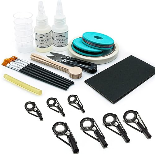 Kit de reparación de punta de caña de pescar - Reemplazo de puntas de caña de pescar con anillo de guías de cerámica de acero inoxidable, ojales