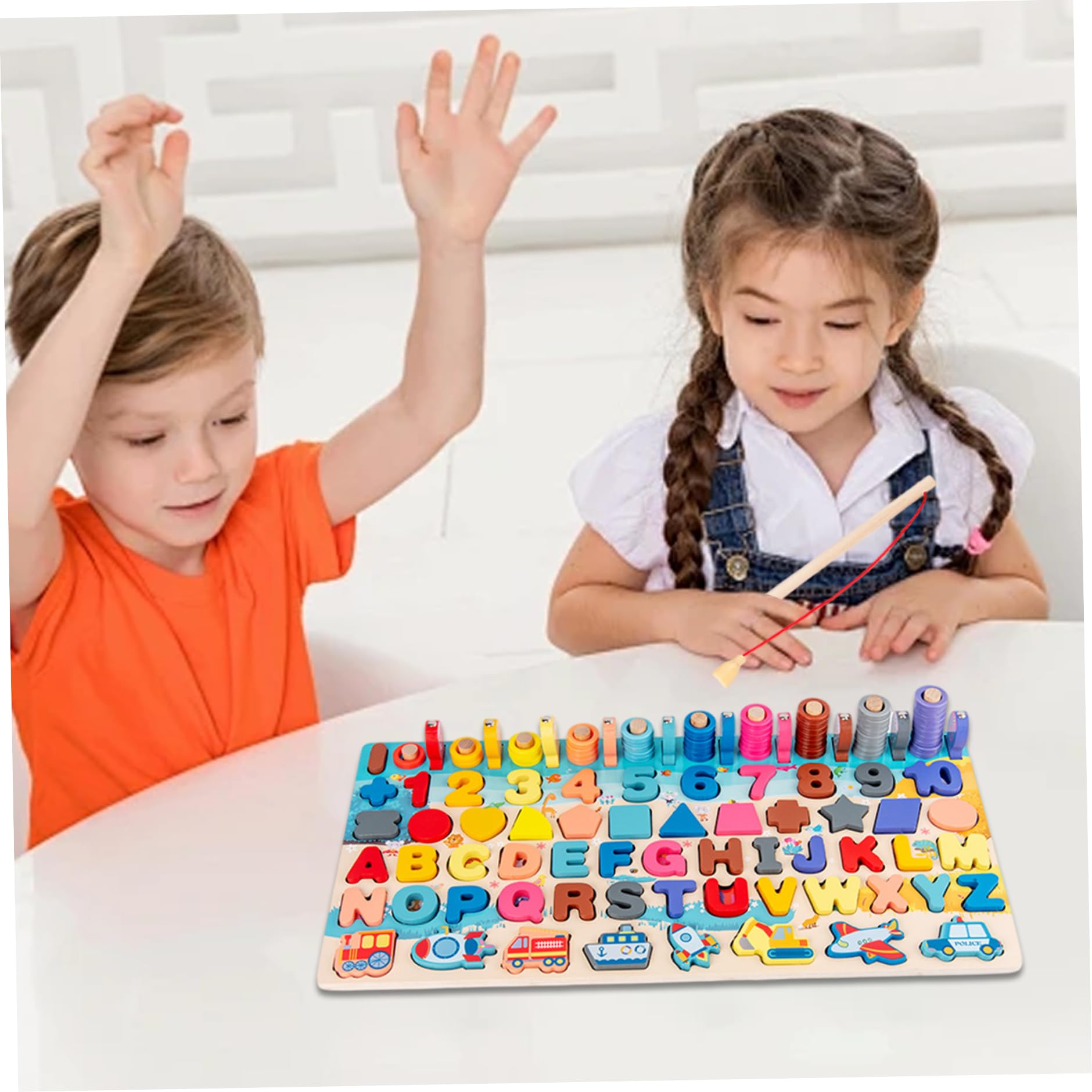 Puzzle con alfabeto in legno, forme magnetiche, numeri, con canna da pesca, giocattolo educativo per l'apprendimento precoce, per ragazze e ragazzi