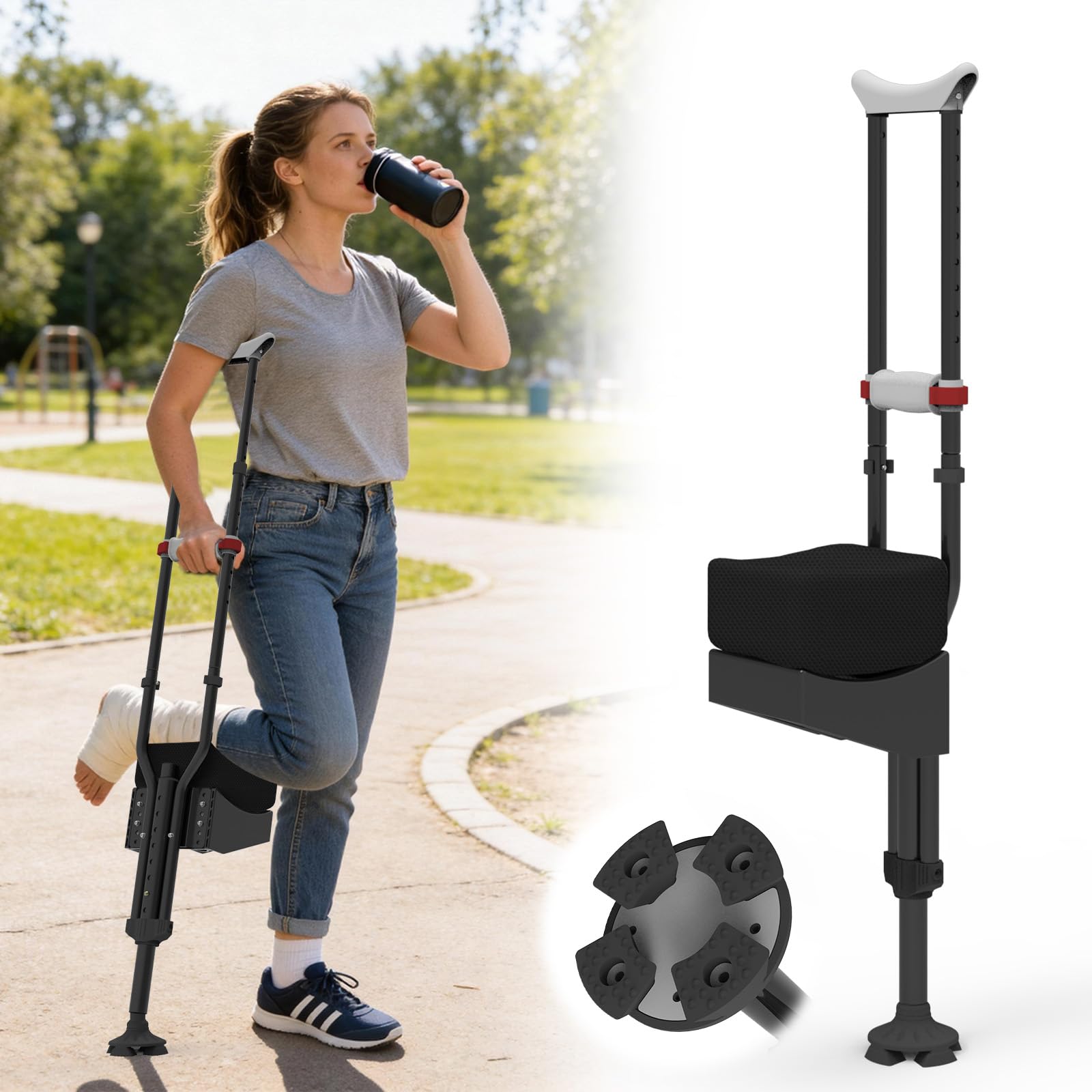 Photo 1 of Hands Free Knee Crutch for Adults, Adjustable & Non-Slip