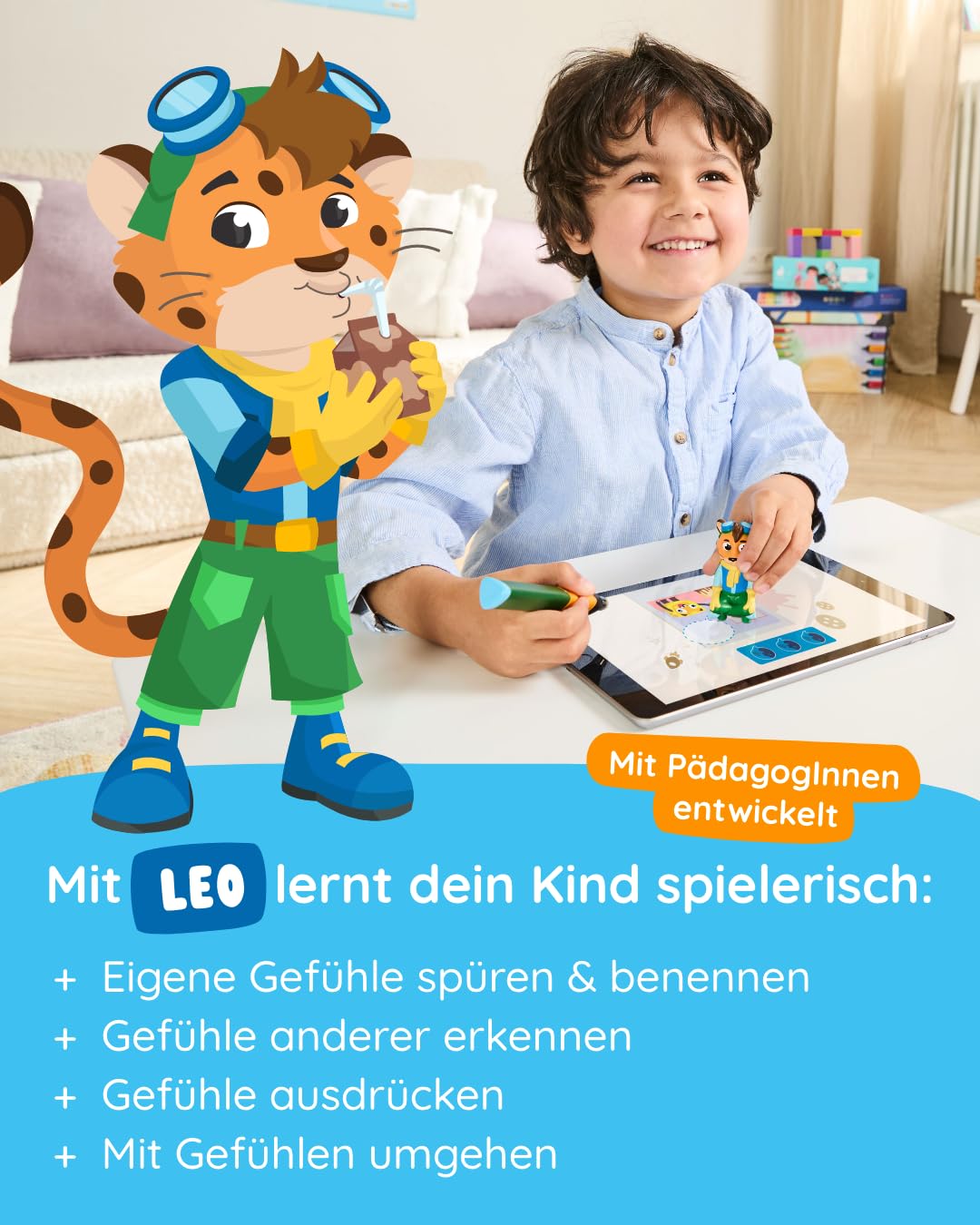 Edurino Figur Leo Meine Gefühle ab 4 Jahren inkl. App | Eigene Gefühle spüren & benennen | Gefühle Anderer erkennen | Gefühle ausdrücken
