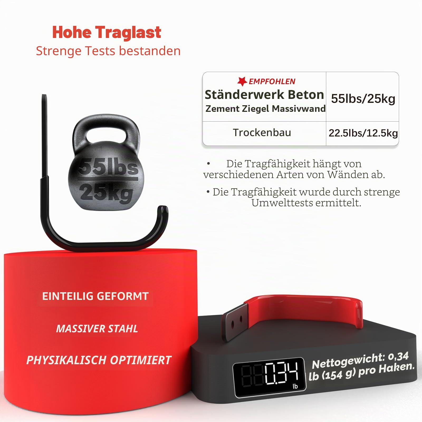 Robuste Garagenhaken, schwerlast Wandhaken, J Garage Haken zum Aufhängen, Stahl-Wandhalterung Werkstatt Organizer für Aufbewahrung, Leiter, Werkzeuge, Gartengeräte (2 Stück,10cm, 22kg)