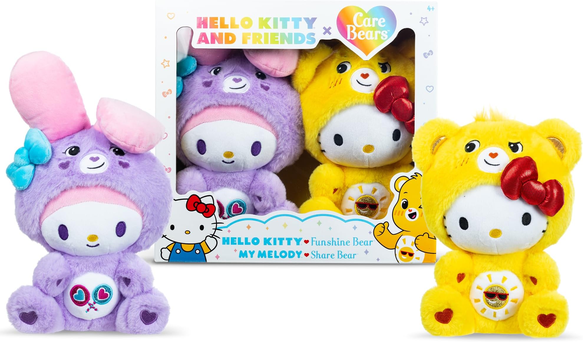 x Hello Kitty Plush 2 Pack - Hello Kitty as Funshine Bear & My Melody as Share Bear