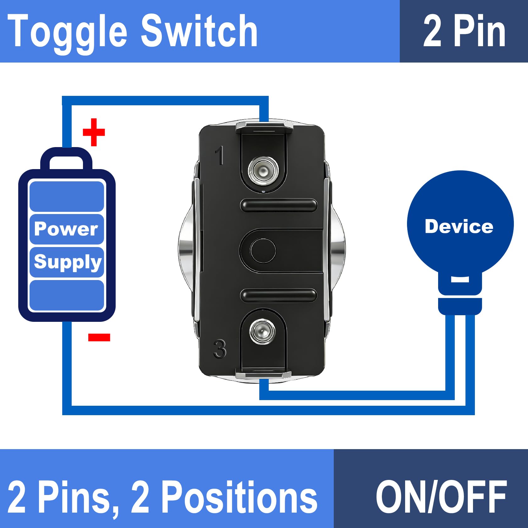 Heschen Interrupteur à bascule en métal, C511A, SPST 2 positions 15 A 250 VCA, 2 connecteurs plats, Avec couvercle étanche,CE (20)