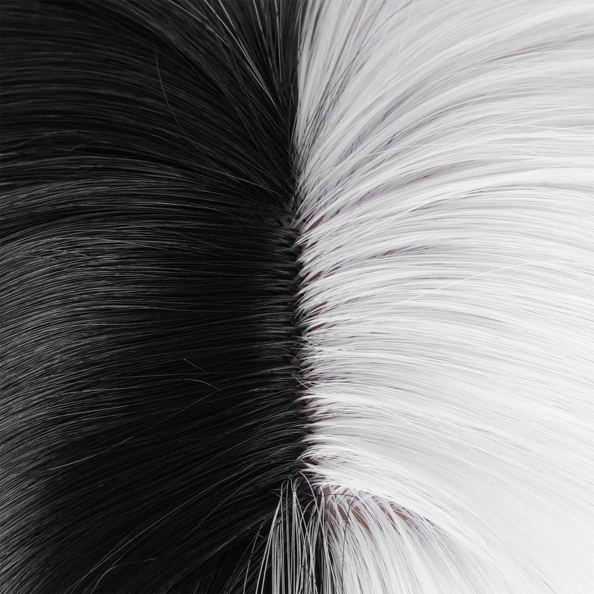 Long Half Black Half White Wig, TANTAKO Long Black White Synthetic Halloween Cosplay Costume Wigs Long Half Black Half White Wig, TANTAKO Long Black White Synthetic Halloween Cosplay Costume Wigs