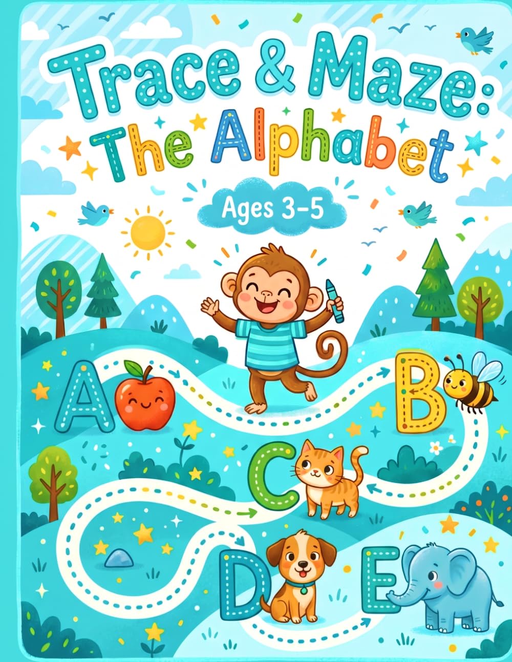 A-Z Alphabet Maze Activity Book for Kids: Fun Alphabet Mazes to Develop Logic, Letter Recognition, and Fine Motor Skills for Ages 3-5