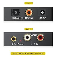Vista 3 de PROZOR Convertidor de audio digital a analógico de 192 KHz, convertidor DAC óptico a analógico L/R RCA de 0.138 in, adaptador digital SPDIF Toslink