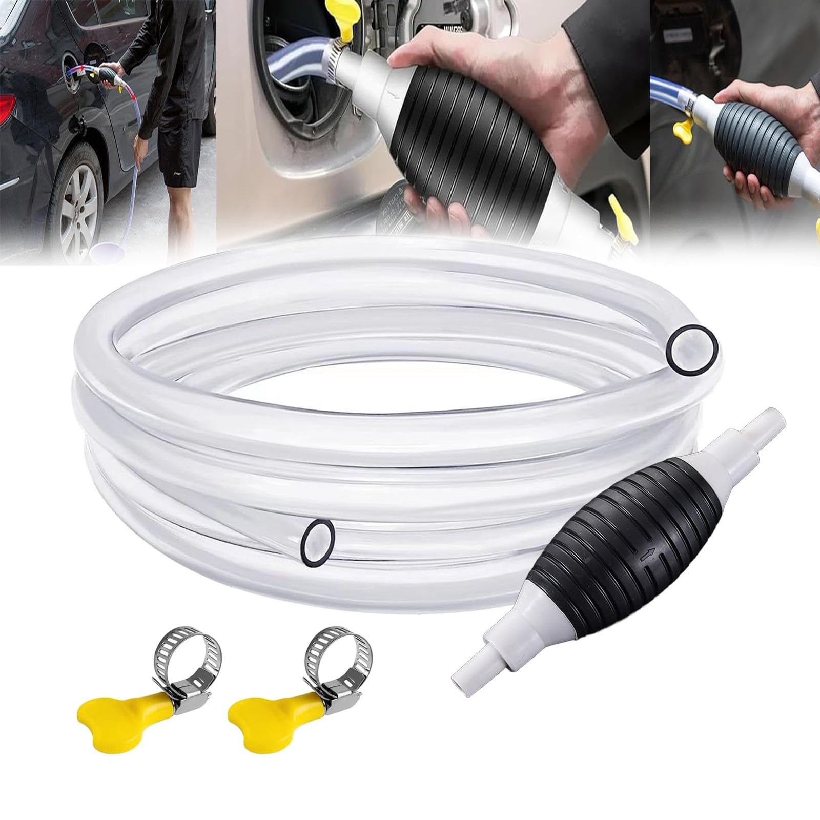 Multifunktions-Flüssigkeitssauger, Sauger Auto Kraftstofftank, Siphon Handpumpe, Manuelle Kraftstoff-Transferpumpe Tragbare Siphonpumpe für Benzin Diesel und anderes flüssiges Wasser (1,5 m) Auto & Motorrad