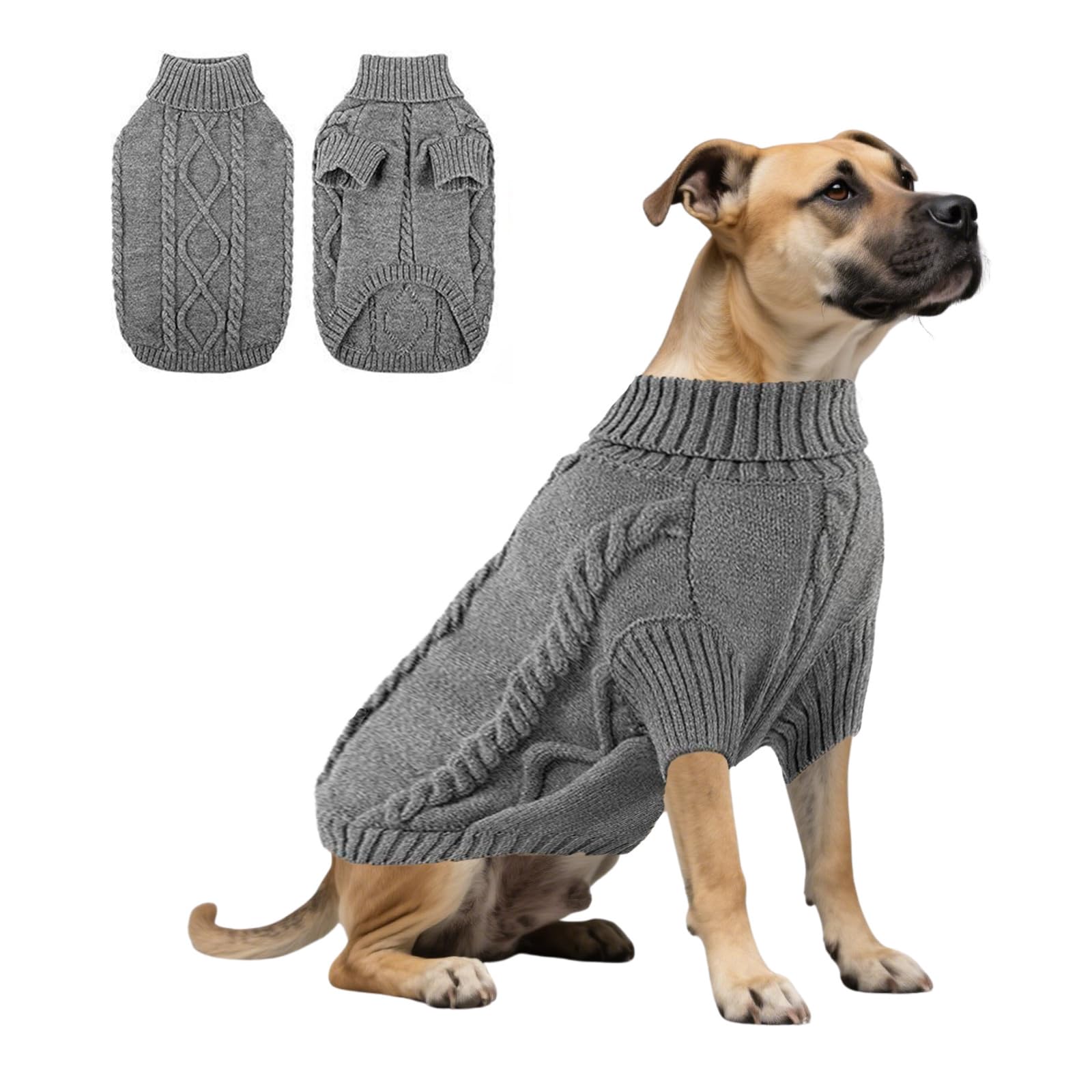Dog Knitted Sweatshirt,Dog Winter Warm Jumpers Turtleneck Knitwear Cold Weather Puppy Vest Clothes for Cat Puppy Small Medium Large Dogs_S(Dark Gray)