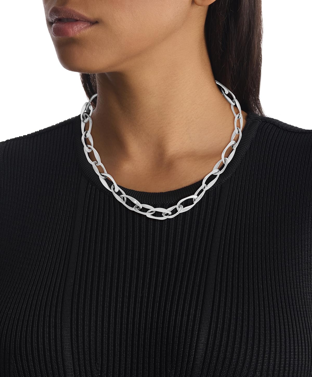 Calvin Klein Collar de cadena de acero inoxidable adornado con cristales para mujer de la colección HARMONIOUS CONNECTION 35000683, talla única, Acero inoxidable, No es una piedra preciosa