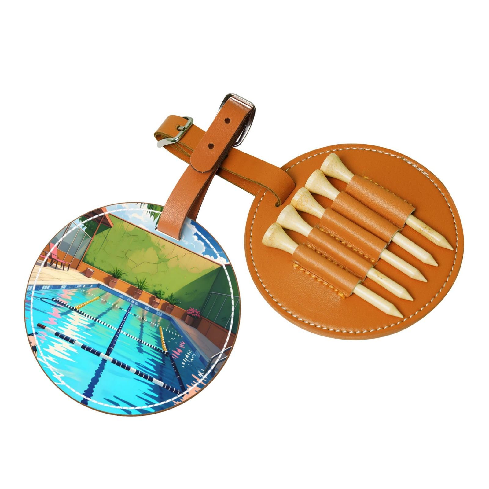 WXXWXD Flamingo and swimming pool Printed Golf Tee Storage Bag - Portable Storage, Easily Organize Tees