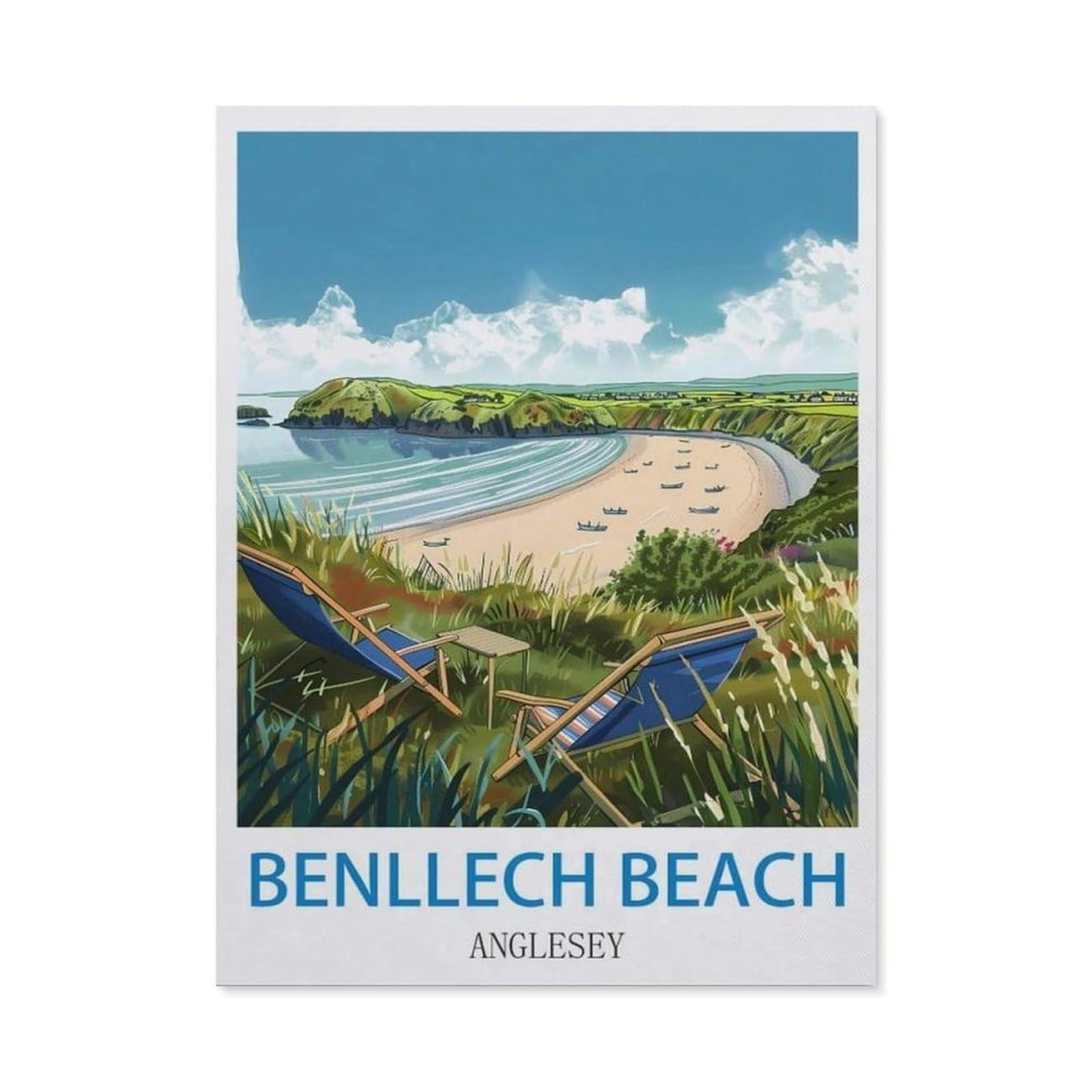 BEAYODKP 5D Diamond Painting Kits，Benllech Beach Anglesey（30 x 40 cm）