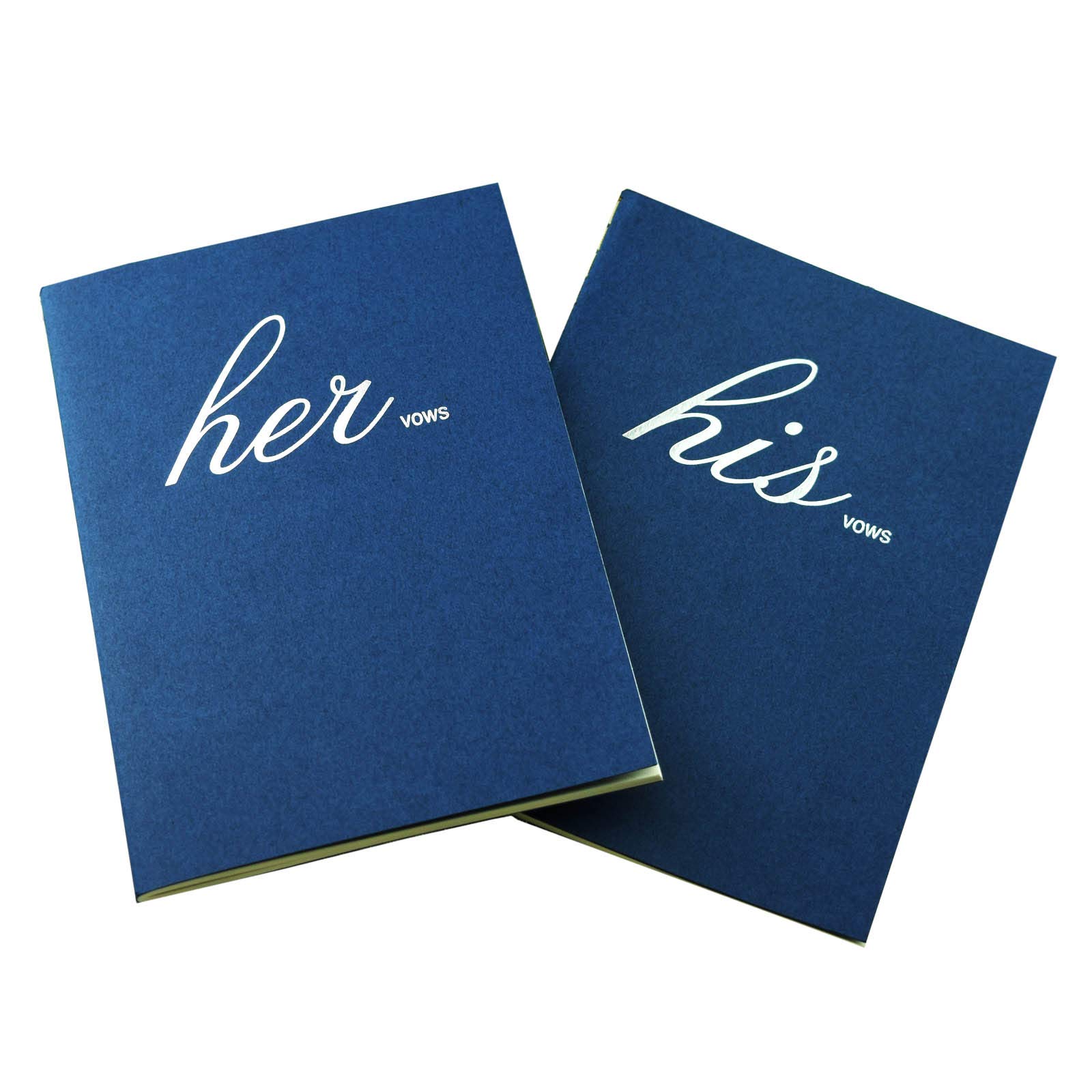 Wedding Vow Book, His and Her Bridal Shower Gifts Booklet Journal Wedding Vows Booklet, Deep Blue Personalized Notebook, Set of 2