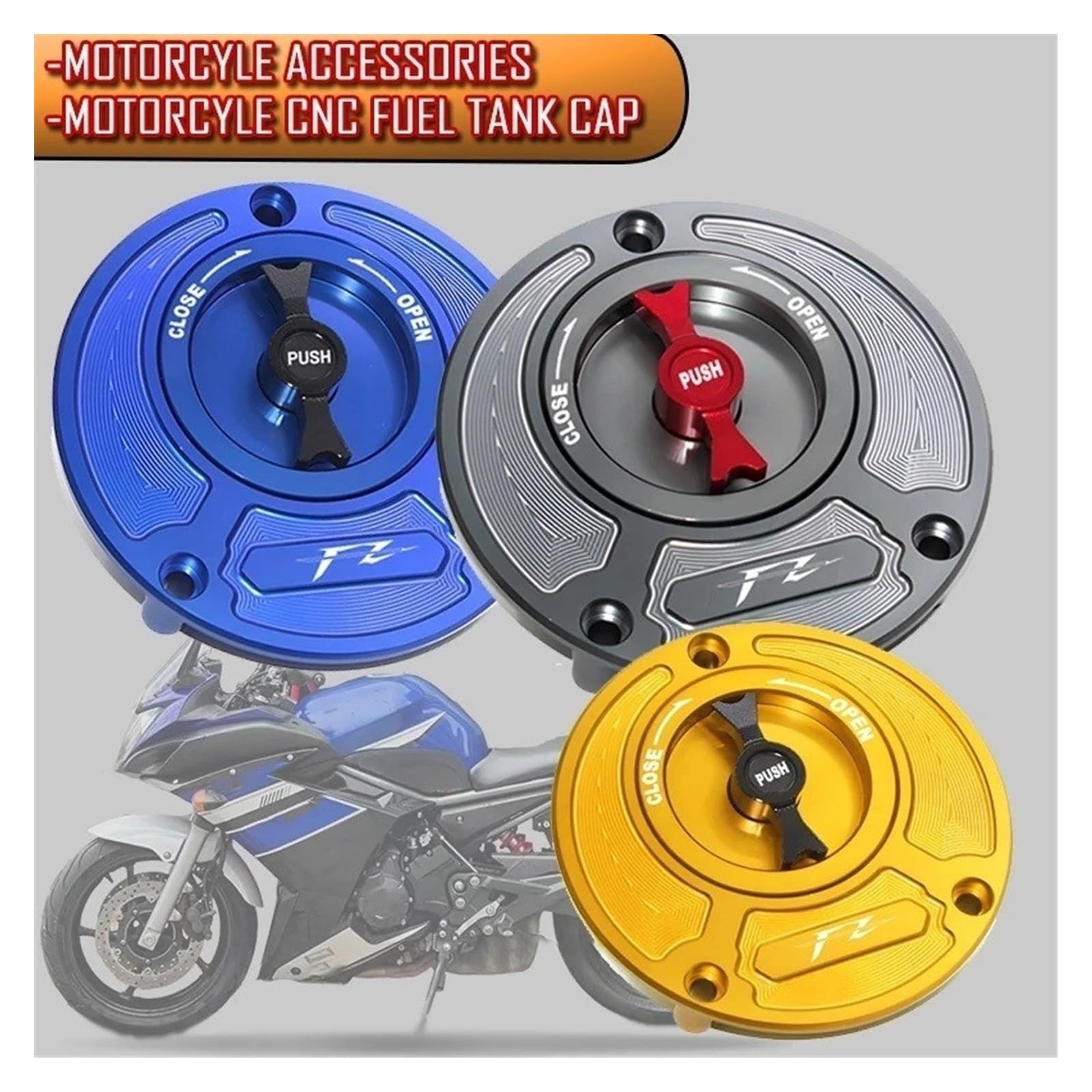 Tappo Serbatoio Tappo Serbatoio Gas Per YAM&AHA YZF R1 R6 R3 R15 MT-03 | Apertura Rapida Senza Chiave Con Pressione E Rotazione, Alluminio CNC T6 6061, Finitura Lucida Per YAM&AHA