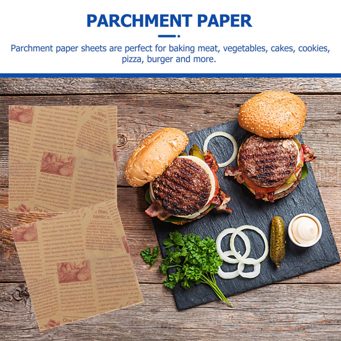 SOLUSTRE 200 Stück Pergamentpapier Backpapier aus Papier Fett und Ölabweisend 38x28cm für Backen und Ofenerhitzen