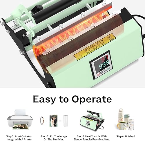 Miniatura 2 de Slendor Máquina de prensa de calor para vasos de vidrio en blanco de sublimación de 20 a 30 onzas, prensa de tazas con ajuste de temperatura y