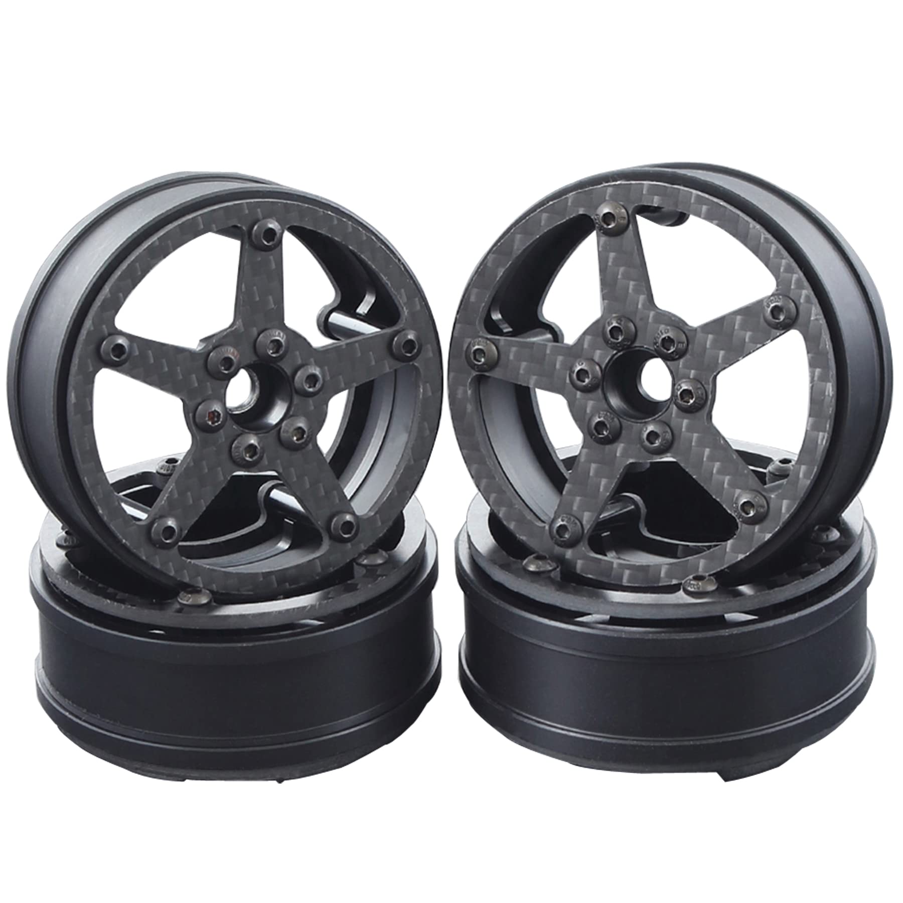 Carbon Fiber Wheels Rim 64x30mm RC Competition Crawler MOA RC Bully 2 XR10 RS10 Motor On Axle 2.2 Tires 4Pcs