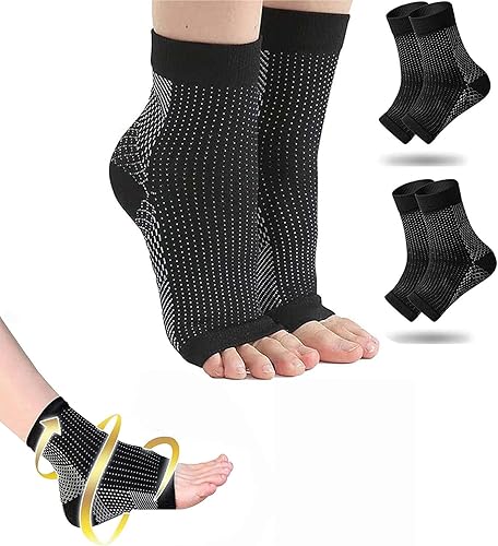 Comprex - 2 pares de tobilleras Comprex para dormir, calcetines de compresión para mujeres y hombres, manga de pie, alivio del dolor (SM, 2 pares