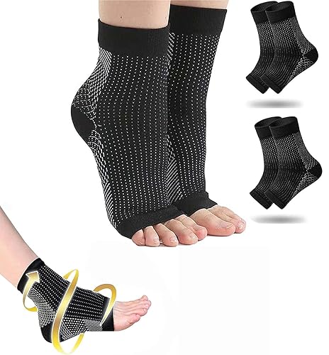 Comprex - 2 pares de tobilleras Comprex para dormir, calcetines de compresión para mujeres y hombres, manga de pie, alivio del dolor (SM, 2 pares