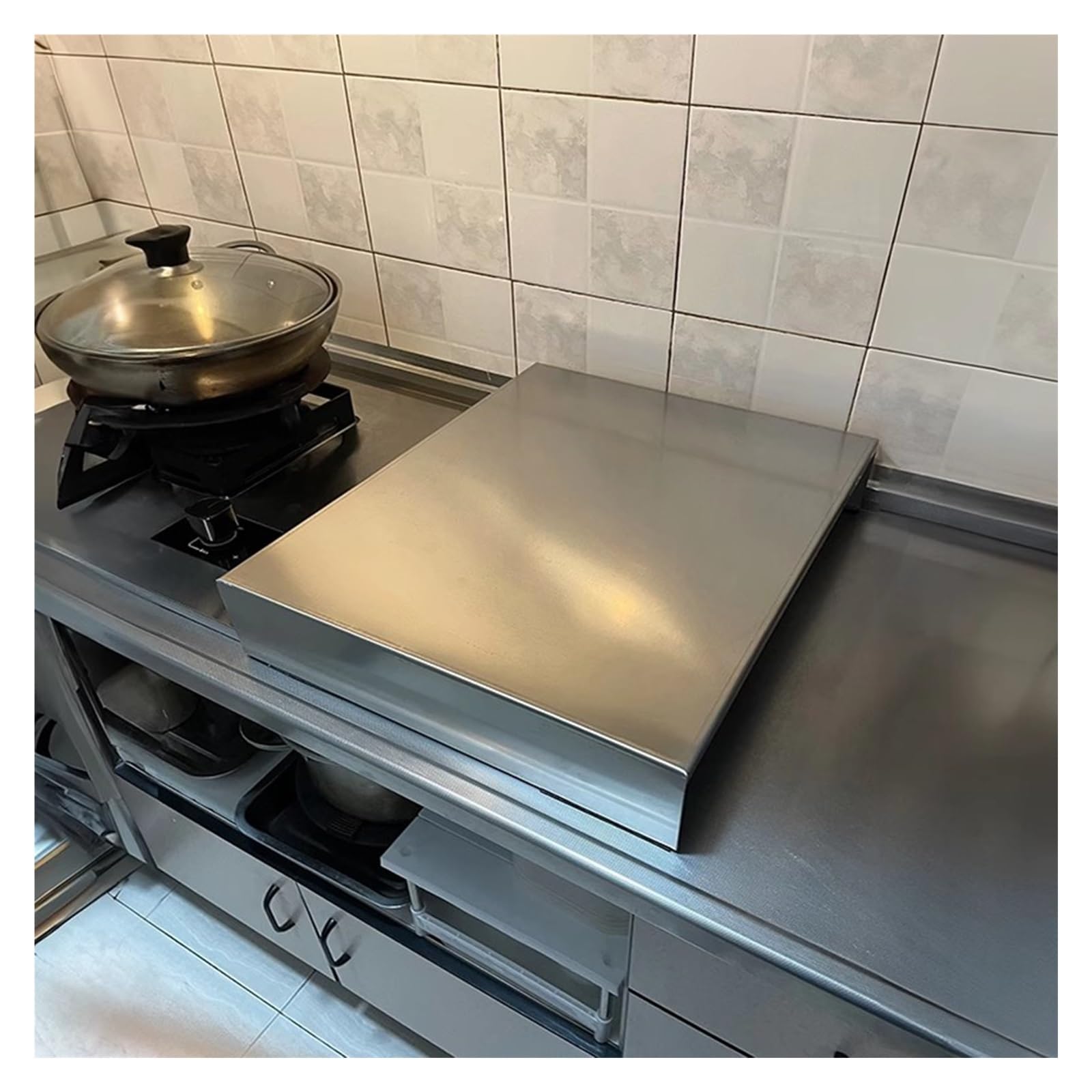 JYHHCYS Tapa encimera Gas Cubierta para Estufa De Gas, Acero Inoxidable Protectores De Encimera para Tabla De Cortar para Cocina Y Caravana, para Ahorrar Espacio En La Encimera(40x50x9cm)