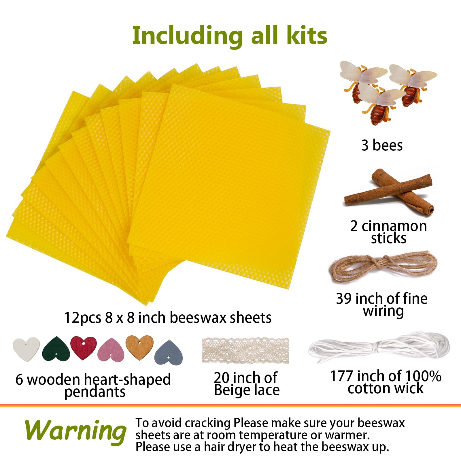 Kit de fabricación de velas de cera de abeja para niños, 12 hojas de cera de abeja de colores amarillos brillantes para hacer velas, kit de rollo de velas de cera de abeja natural para adultos, hojas