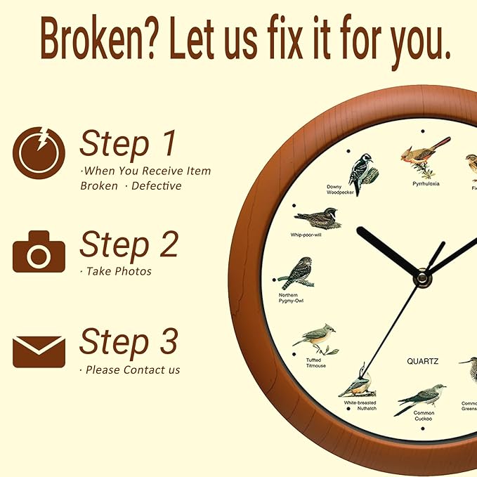 Reloj de pared con canto de pájaros 12 pulgadas miniatura 7