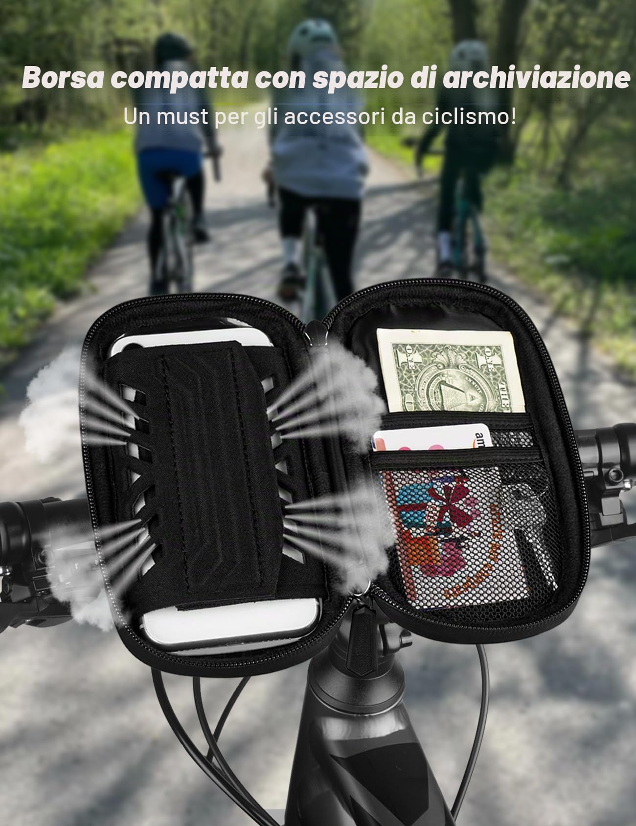Vitalismo Porta Cellulare Bici Moto Impermeabile per Telefono 7 pollici | Borsa da Manubrio Bici con Parapioggia, Rotazione 360, Touch Screen, Porta Telefono per Bici MTB Moto Monopattino Elettrico