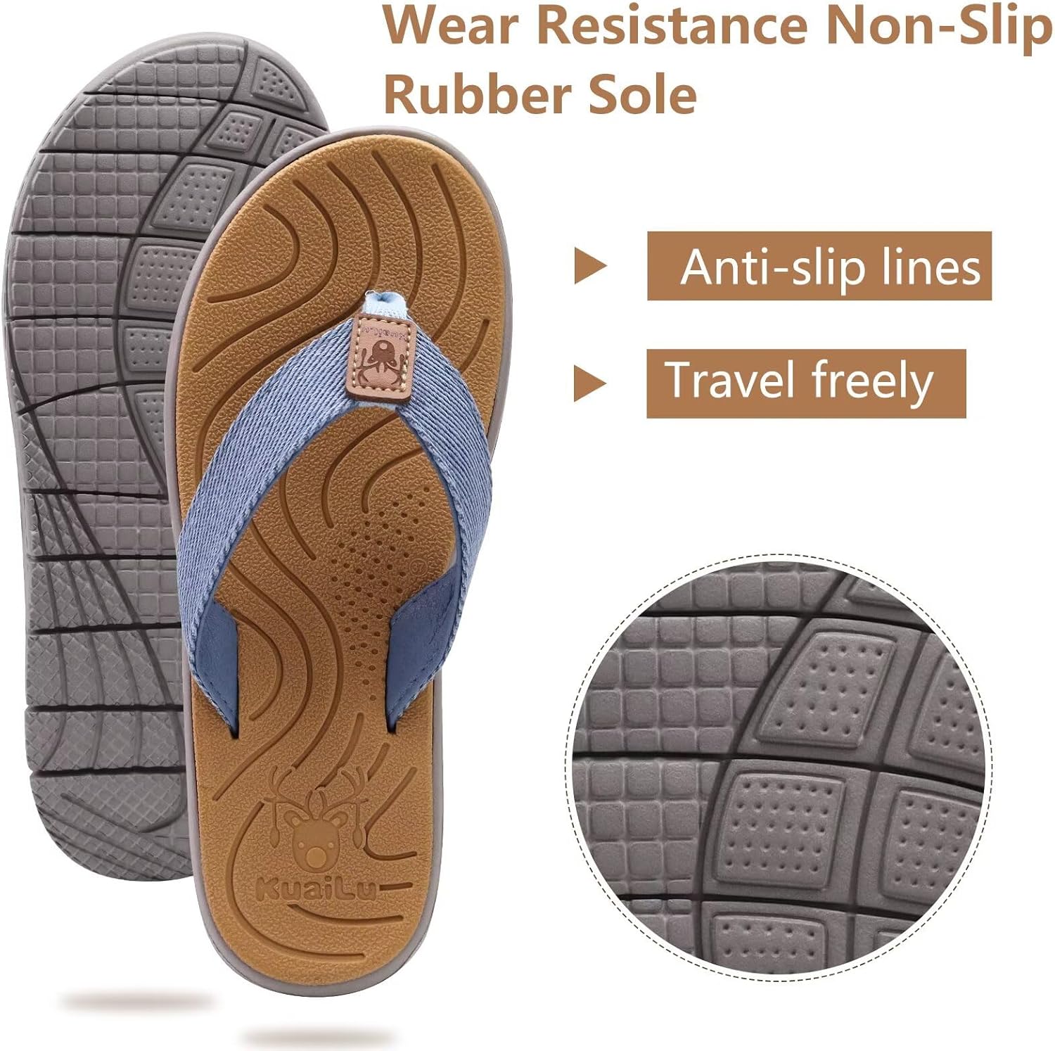 KuaiLu Flip Flops Damen Weich Leder Stoff Badelatschen Yoga Matte Fußbett Sandalen Sommer Strand Zehentrenner Rutschfest Badesandalen Frauen - Image 6