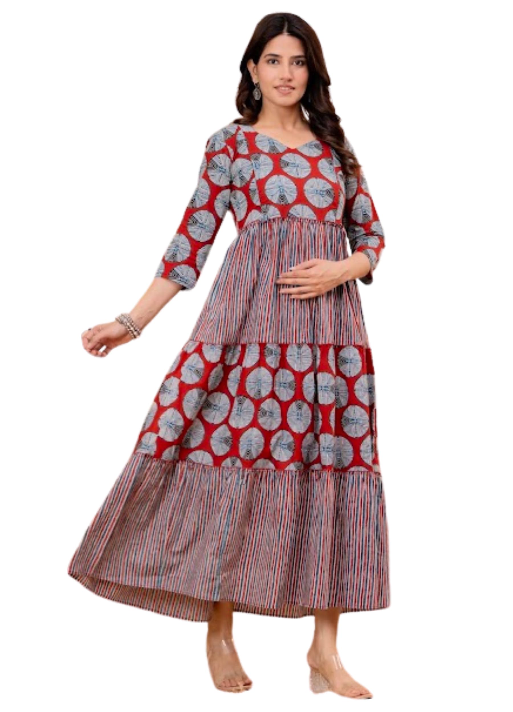 Women Maternity Feeding Kurti with Vertical Invisible Zippers for Pregnancy and Nursing Wear-image-21