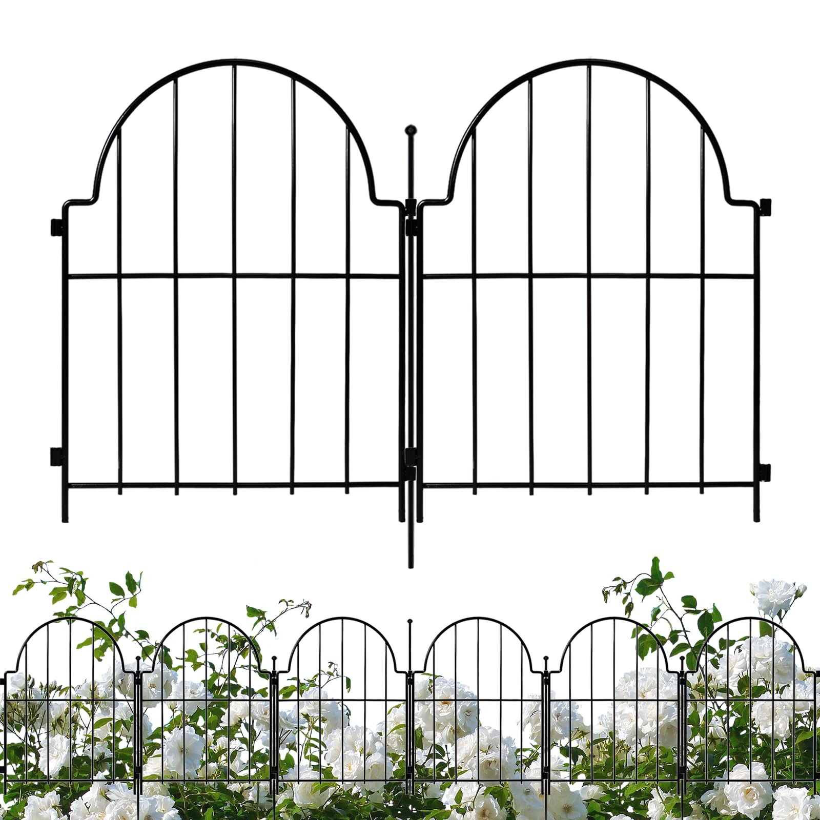 Samamixx Decorative Garden Fence, 19 Pack No Dig Fencing 21ft(L) × 22in(H) Animal Barrier Border for Dog Rabbit Pet, Metal Garden Edging Fence Panels with No-Dig Stakes for Outdoor Yard Patio Lawn