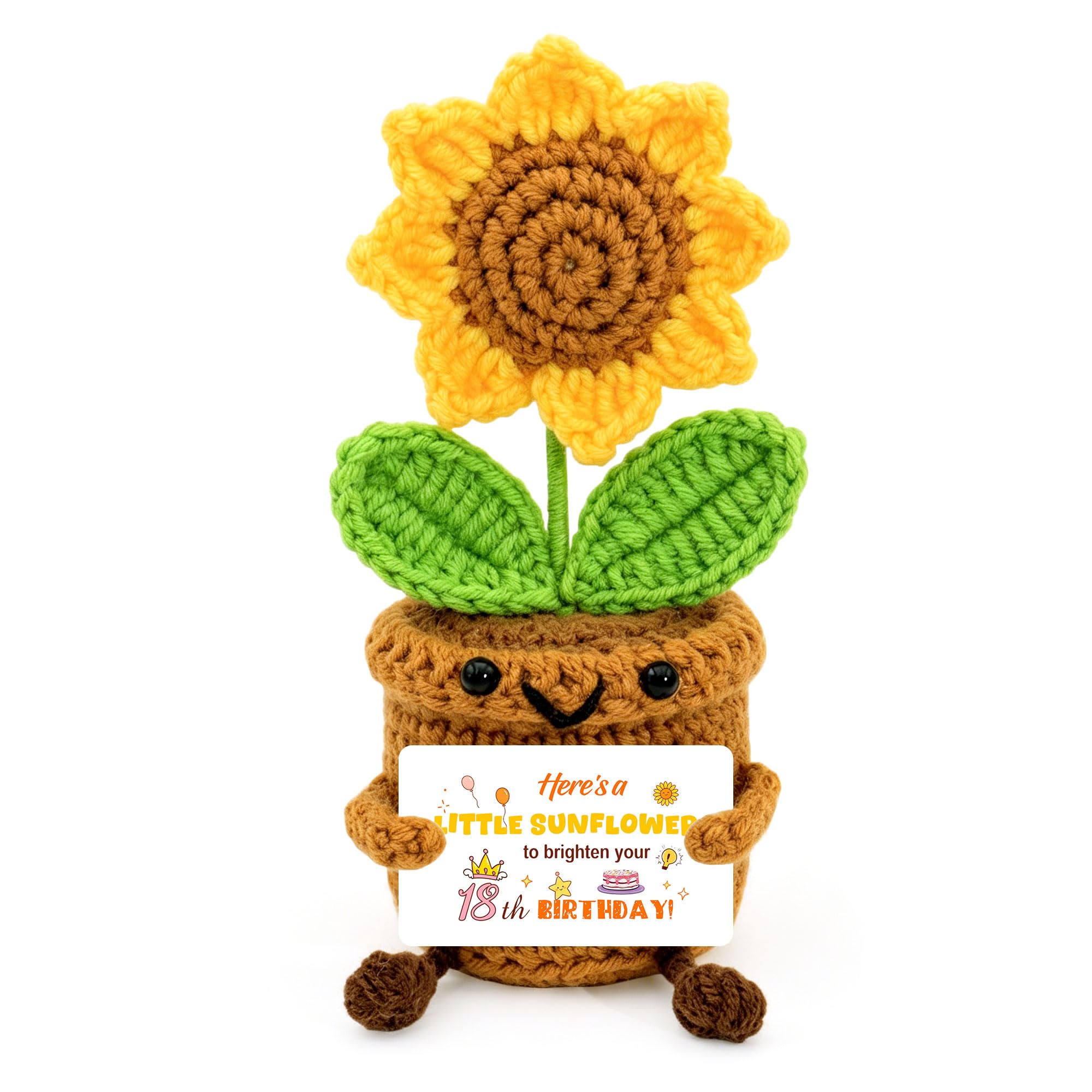 Aconesong 18th Birthday Gifts for Girls Handmade Crochet Sunflower Gifts for 18 Years Old Daughter Sister Bestie BFF Adorable Home Decor Sunflower Positive Accessories (18th Birthday)