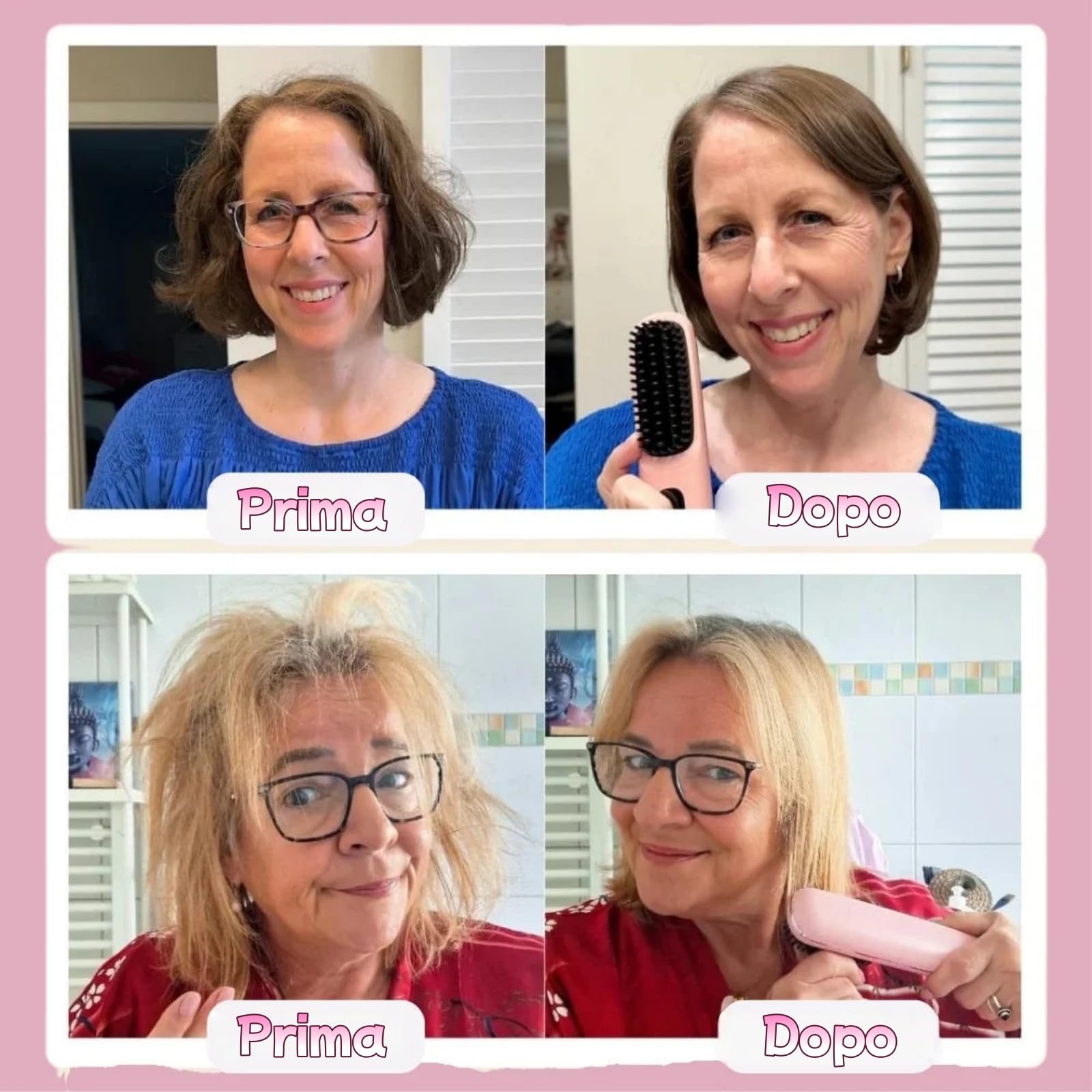 DemmyLab Spazzola Lisciante,Mini spazzola per capelli portatile senza fili per donne con indicatore di temperatura LCD,Riscaldamento rapido in 20 secondi