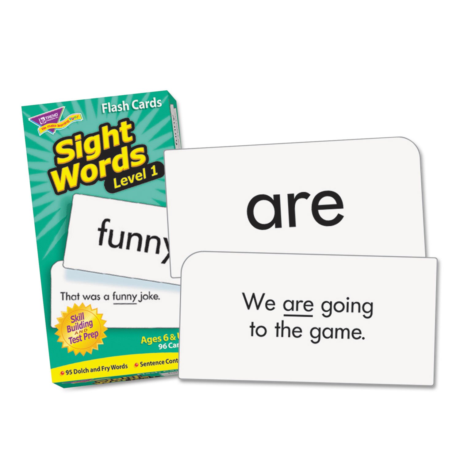 TREND Skill Drill Flash Cards, 3 3/8 inch x 6 1/4 inch, Sight Words Set 1, 96/Set