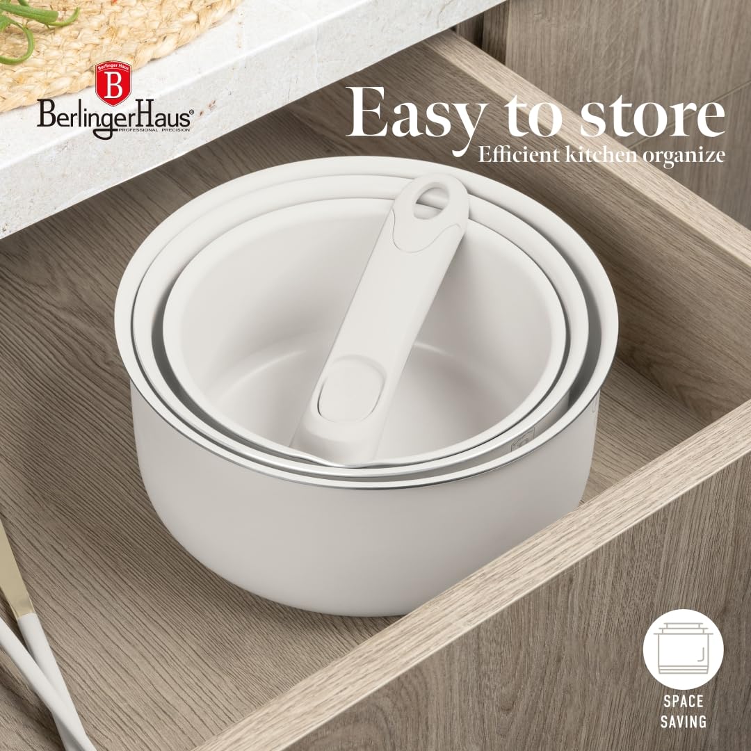Berlinger Haus 12-teiliges Geschirrset mit Titanbeschichtung - Sahara Collection, langlebig, antihaftbeschichtet, pflegeleicht, Küchenutensilien für modernes Kochen, hochwertiges Kochgeschirr