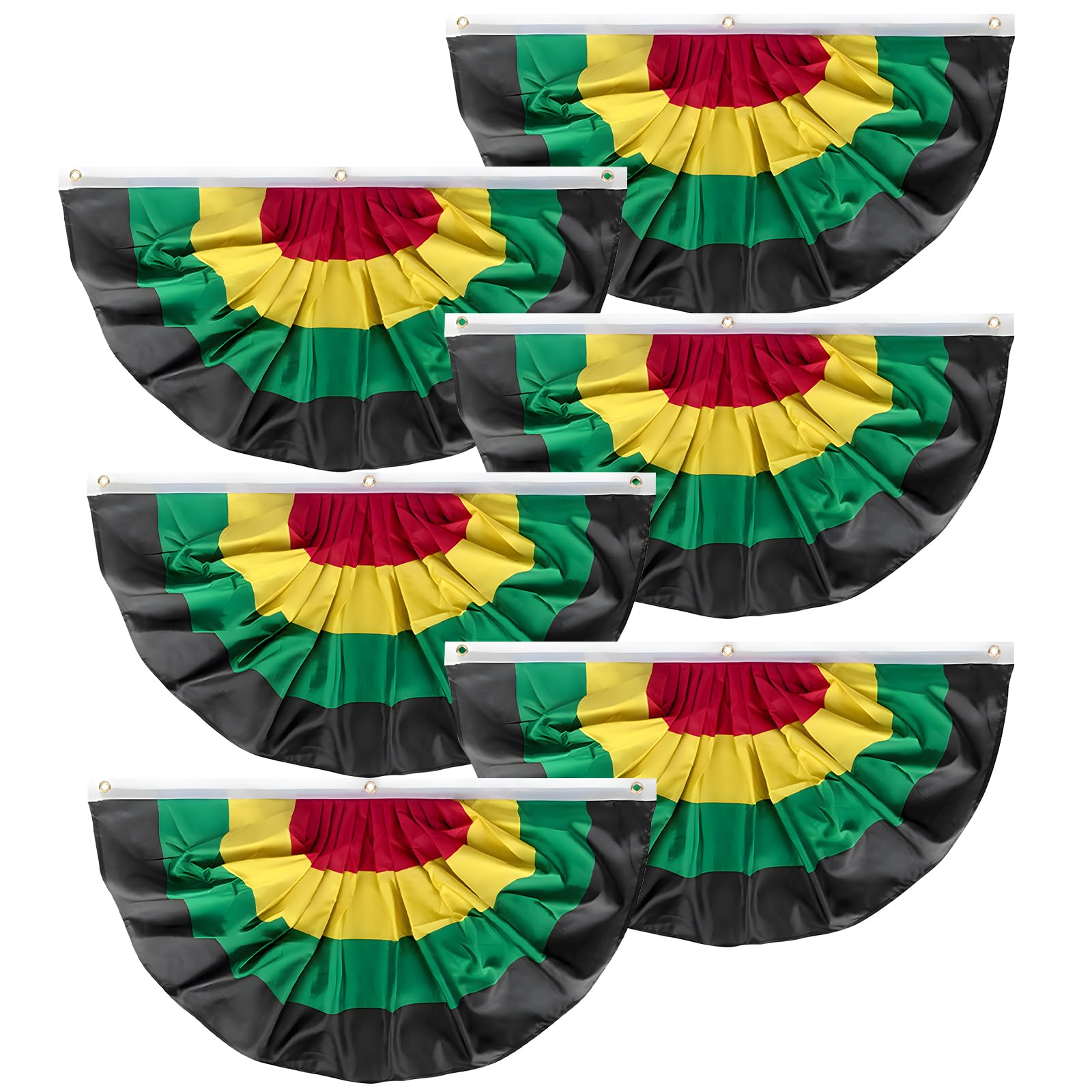 GOAUS Black History Month Decorations 1.5x3 Ft African American Bunting Flags with Grommets, Juneteenth Pleated Fan Banner Decor Set of 6