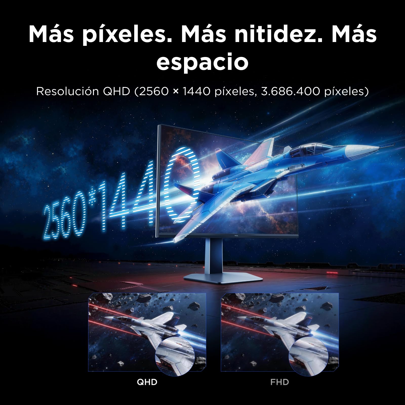 TCL 27G64 Monitor Gaming 27 Pulgadas QD-Mini LED, QHD 2560x1440, 180Hz, Panel Fast-HVA, 600 nits HDR, 1ms, AMD FreeSync Premium, G-Sync Compatible, 97% DCI-P3 — view 5
