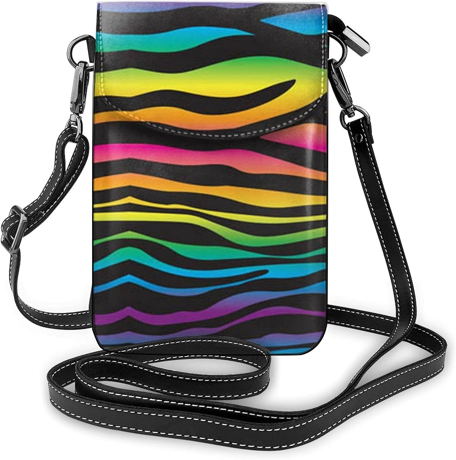 Colorful Rainbow Zebra Cell Phone Purse Crossbody, Phone Bag, Crossbody