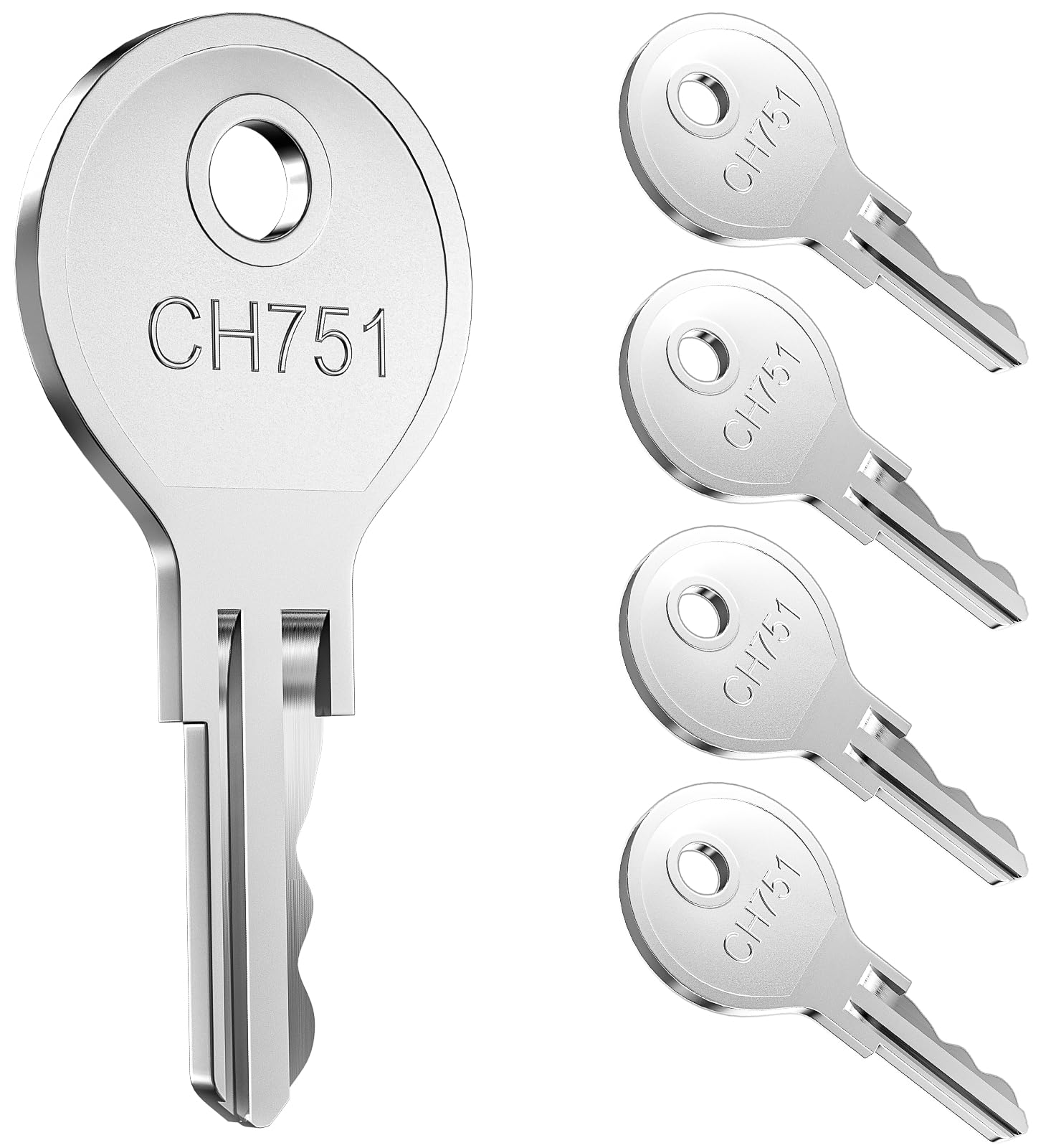 5 Pcs CH751 Key, Siapupy Universal CH751 replacement keys, RV keys for RV compartments, Campers, Storage Cabinets, Trailers, Controller Covers, Locks Carts Shells, Tool Boxes Carts, Silver