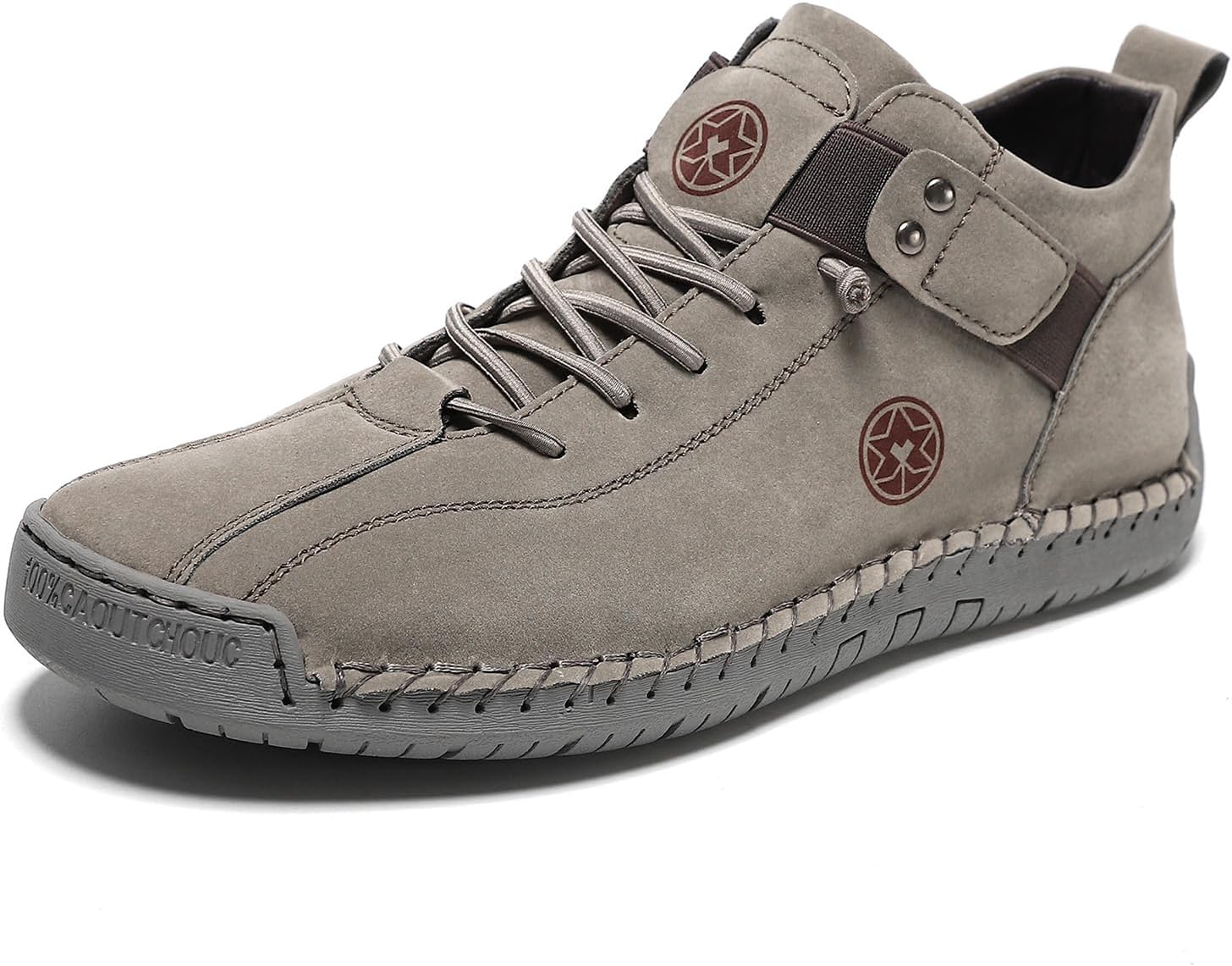 Men's Vintage Handmade Casual Chukka Boots Leather Lace-Up Lightweight Non-Slip Walking & Driving Shoes