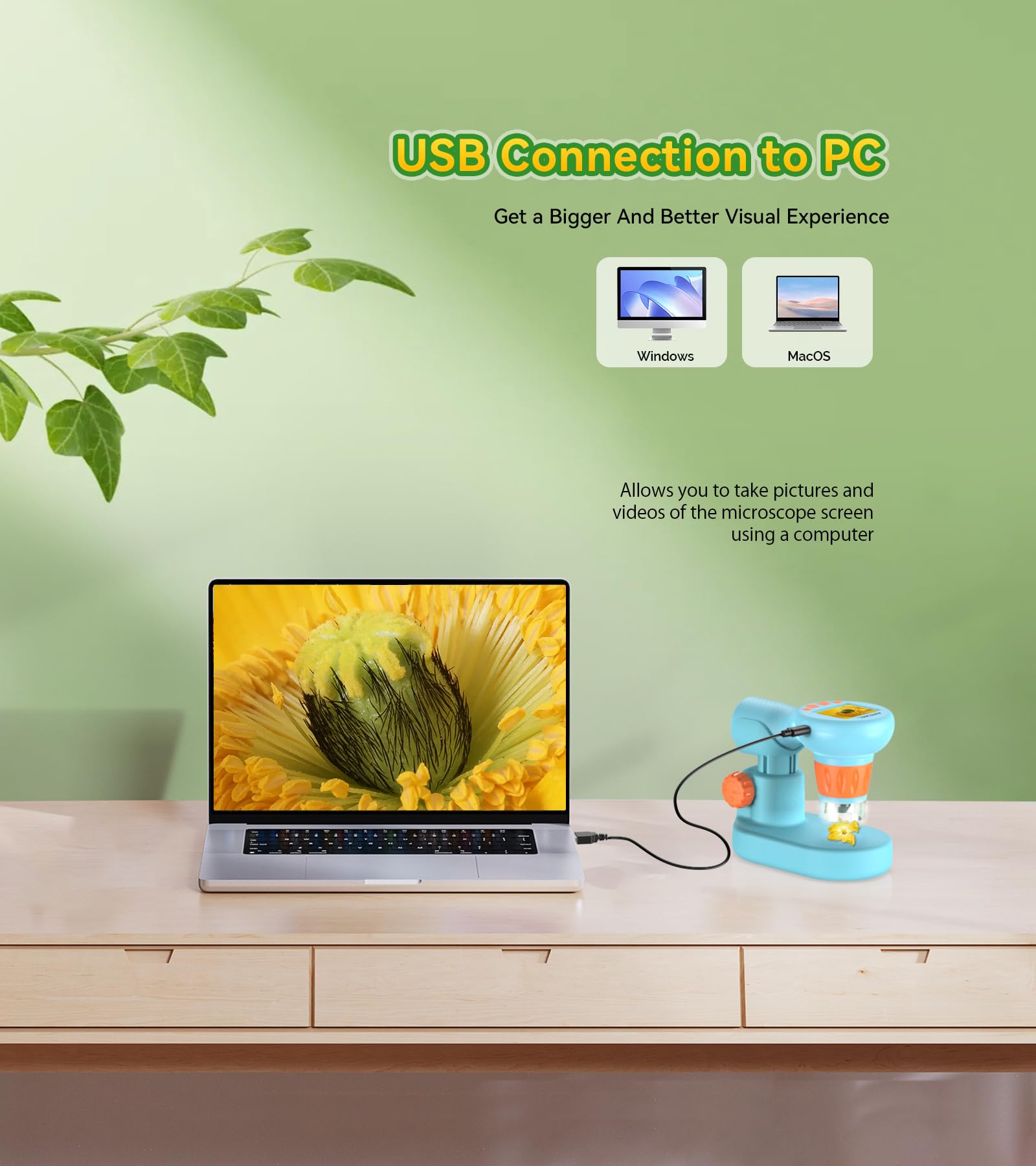 APEXEL Microscopio Digital, Aumento Digital HD de 800x, Microscopio Digital Portátil con Pantalla LCD de 2" para Adultos