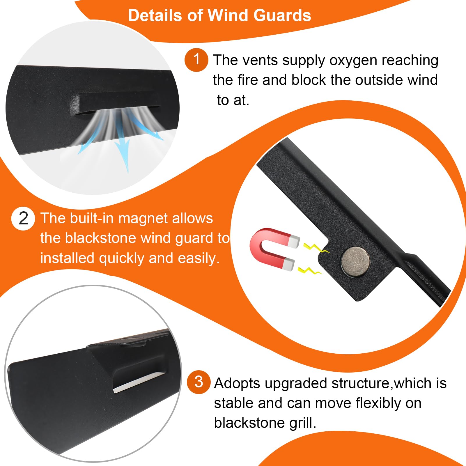 Wind Guards 22 inches for Blackstone Grill to Protect Flame with Magnetic Stainless Steel Material for Blackstone Griddle Accessories