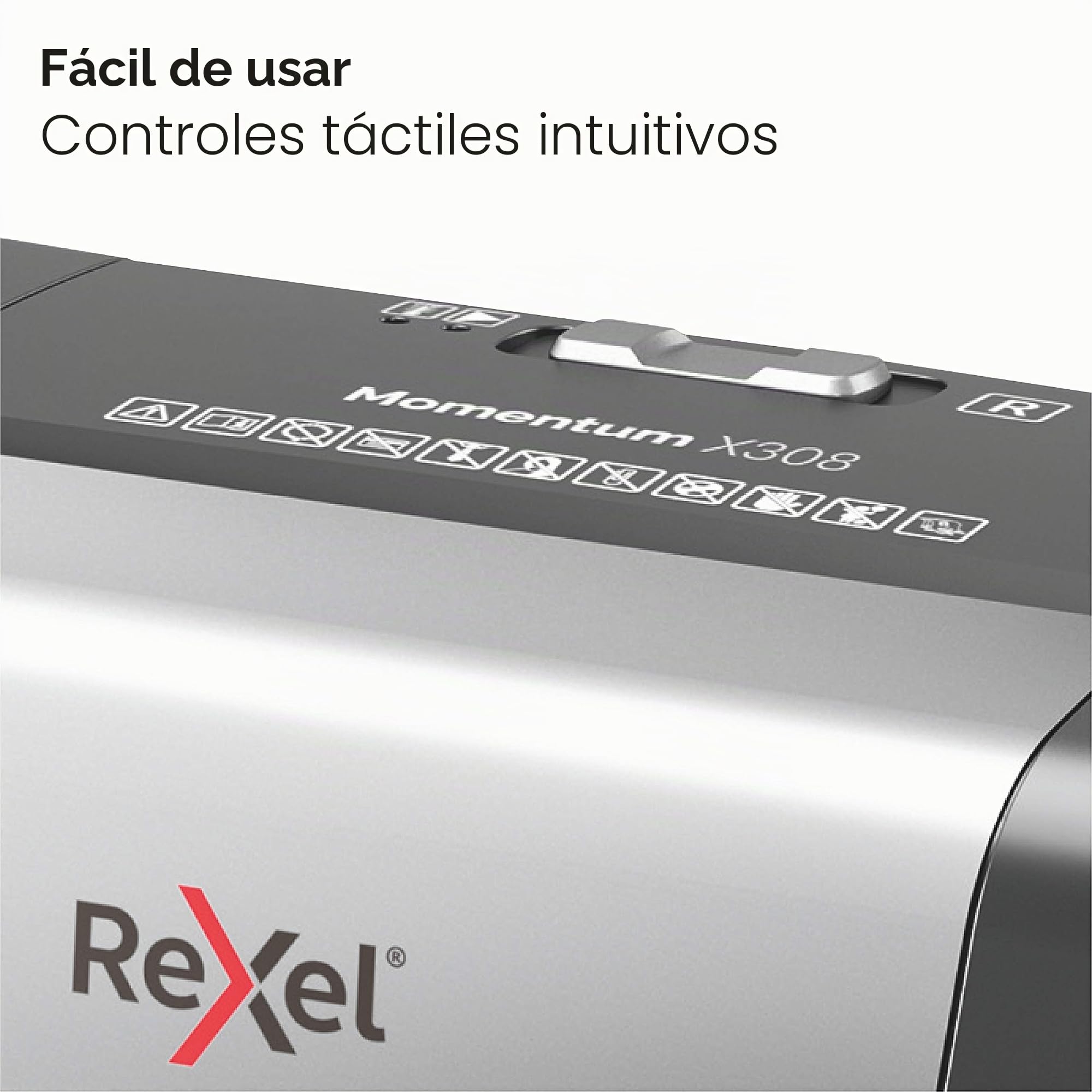 Rexel Momentum X308 - Trituradora de Papel de Corte Cruzado, tritura 9-8 Hojas (70-80 g/m²), contenedor de 15 litros, Resistente, Negro, 2104570