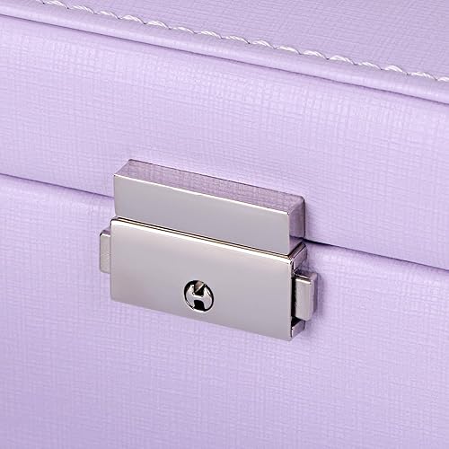 Miniatura 9 de BEWISHOME Joyero para adolescentes caja organizadora de joyas de 3 capas con cerradura estuche de viaje de joyería para mujeres y niñas cajas de