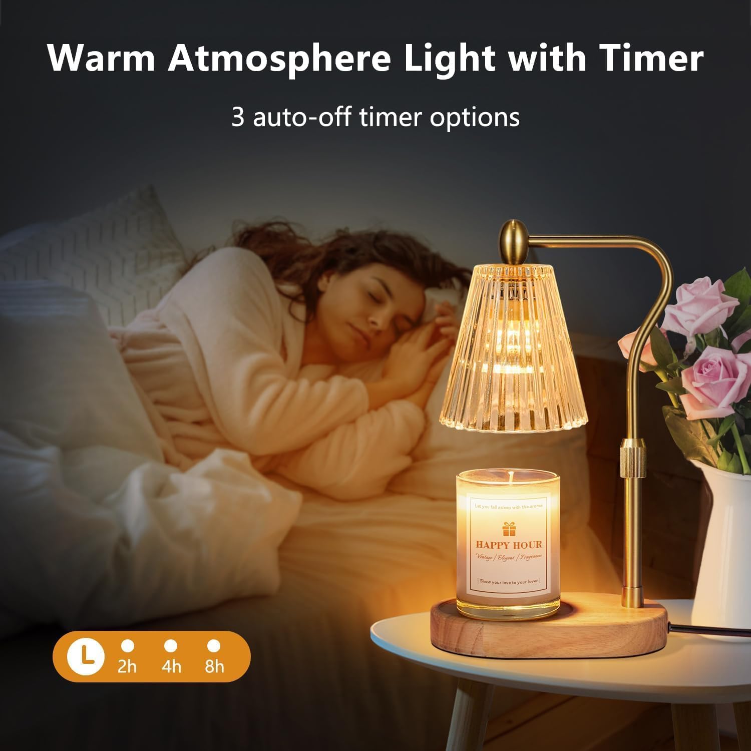 Lámpara calentadora de velas con temporizador, calentador eléctrico regulable de velas, frasco