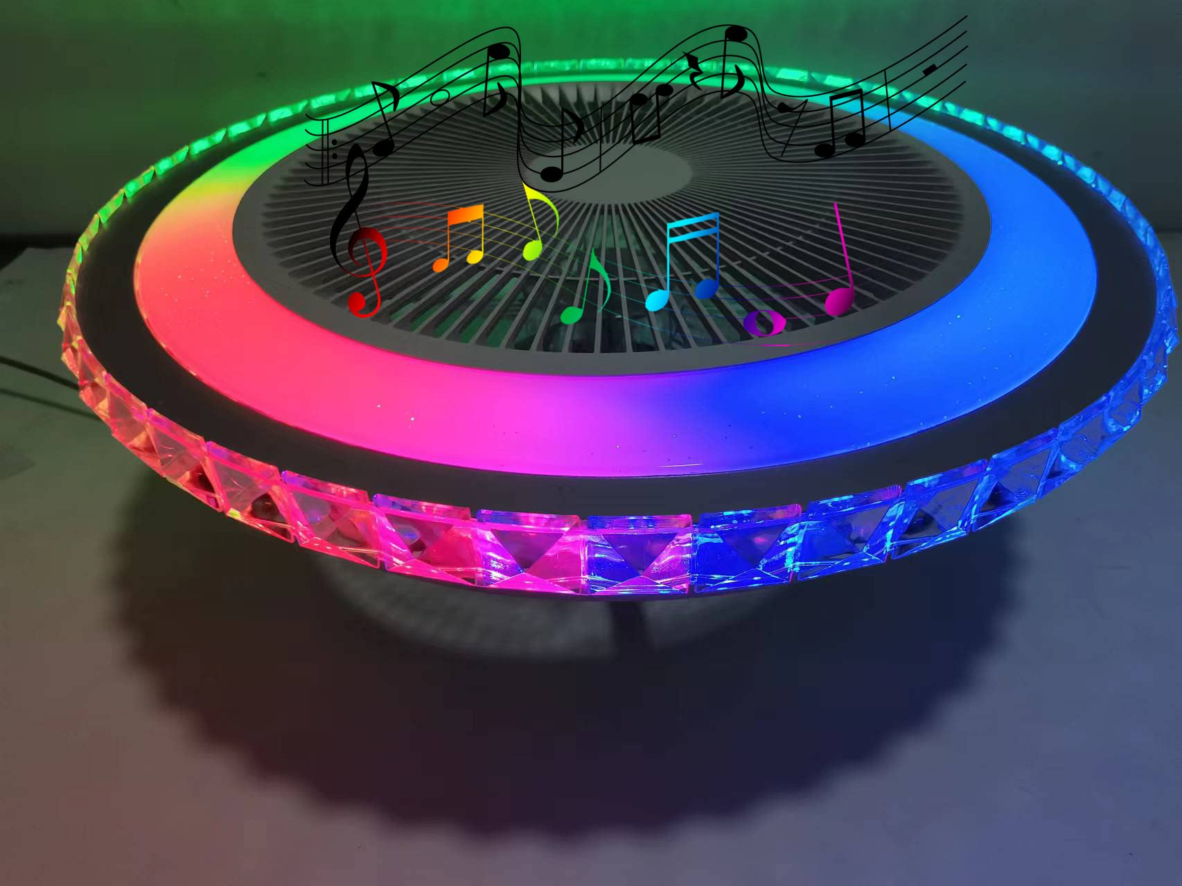 RGB Ventilatore da Soffitto con Luce E Telecomando Lampadario Ventilatore Camera da Letto Plafoniera Ventilatore Soffitto E Cassa Bluetooth Ventilatore Soffitto con Luce Φ50cm