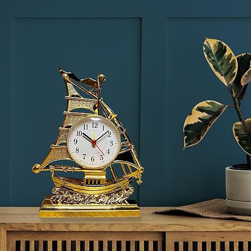Miniatura 5 de KLKCMS Reloj despertador, adorno de escultura de vela, reloj de escritorio para el hogar, relojes de mesa para sala de estar, cocina, oficina,