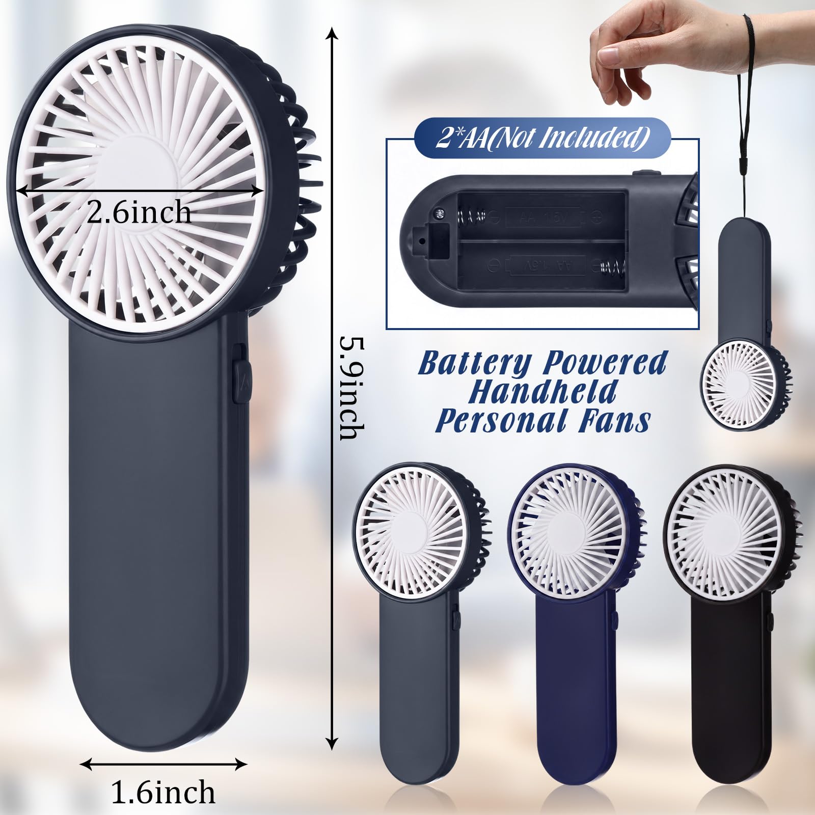 Sumind Mini-Ventilator, klein, tragbar, 1 Geschwindigkeit, elektrisch, batteriebetrieben, für Hals Wimpern, Make-up, Damen, Herren, Reisen, Camping, drinnen und draußen, Sommer, dunkle Farben, 20
