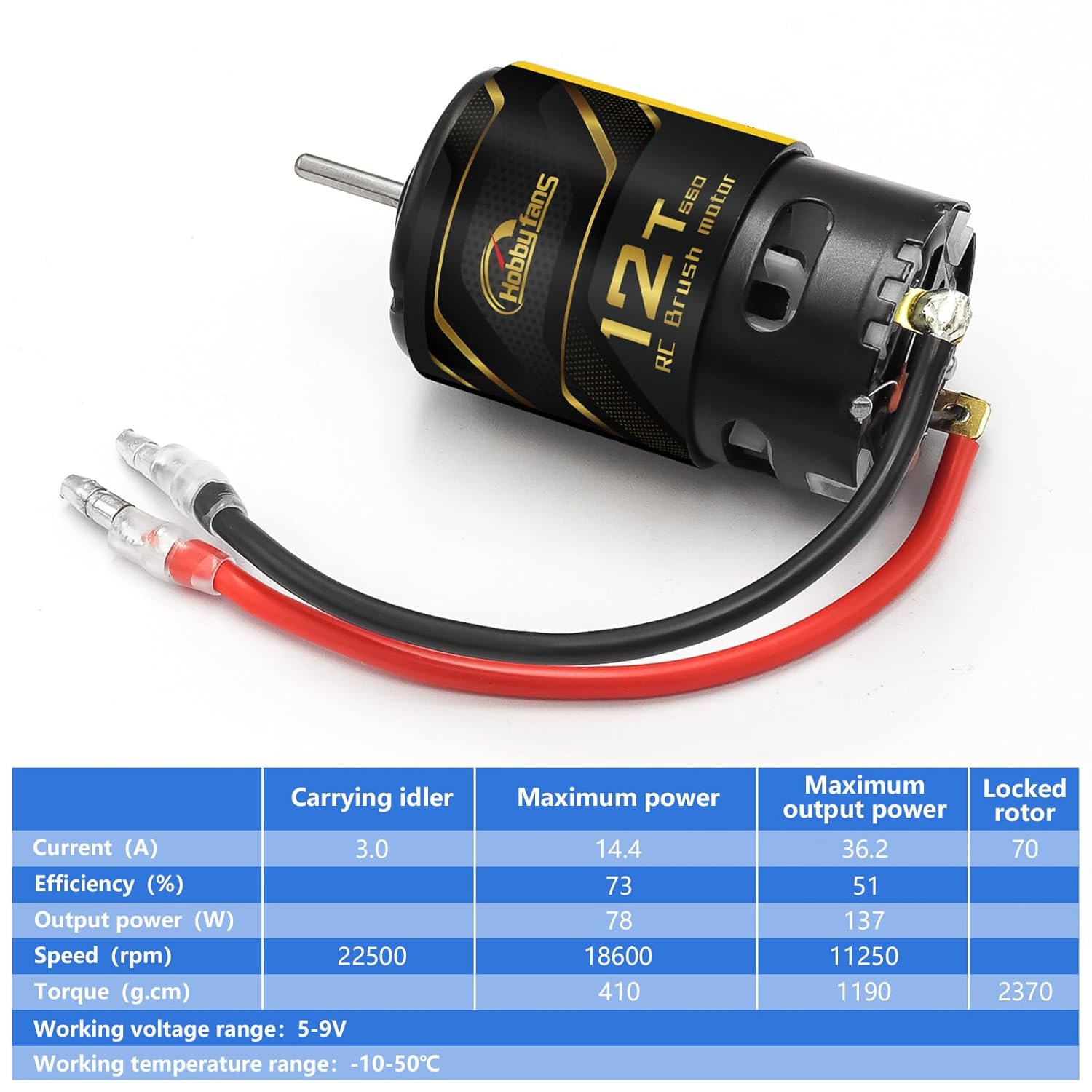 Hobby Fans 550 12T Brushed Motor and 60A Waterproof Brushed ESC Electronic Speed Controller for Axial RC4WD Cross HPI Mist GMADE D90 D110 TF2 SCX10 1/10 Remote Control Car Truck (Red)