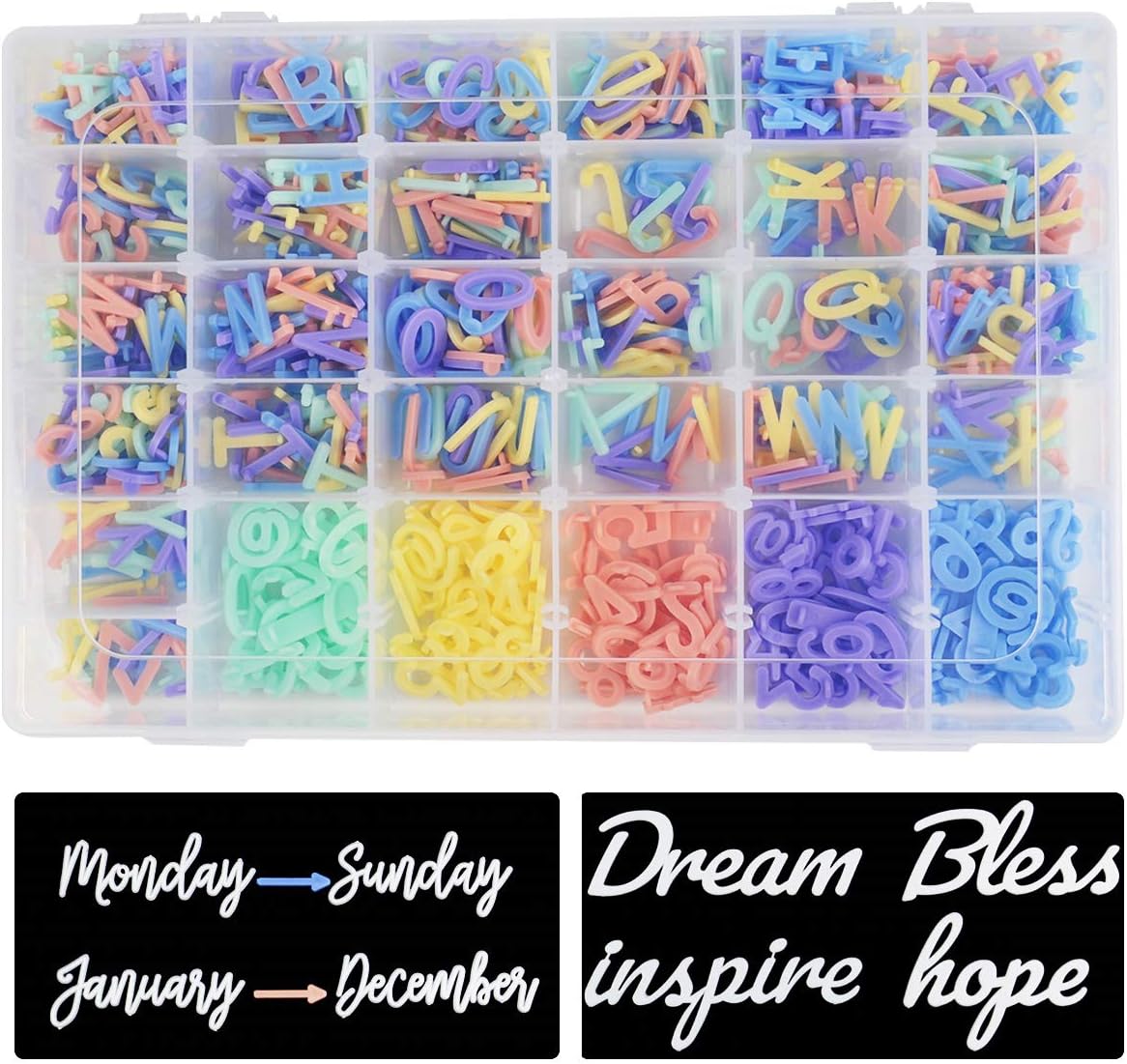 Letter Board Letters Only, 3/4 Inch Colored Plastic