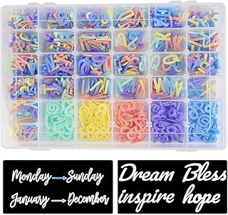 760 Pastel Extra Letters for Changeable Felt Letter Board Letters Multicolor 3/4â€™â€™ + 11 Cursive Words + 12 Months + 7 Days + 1 Organizer Case Pre-Cut Plastic Letters (Pink Lavender Yellow Blue Green)